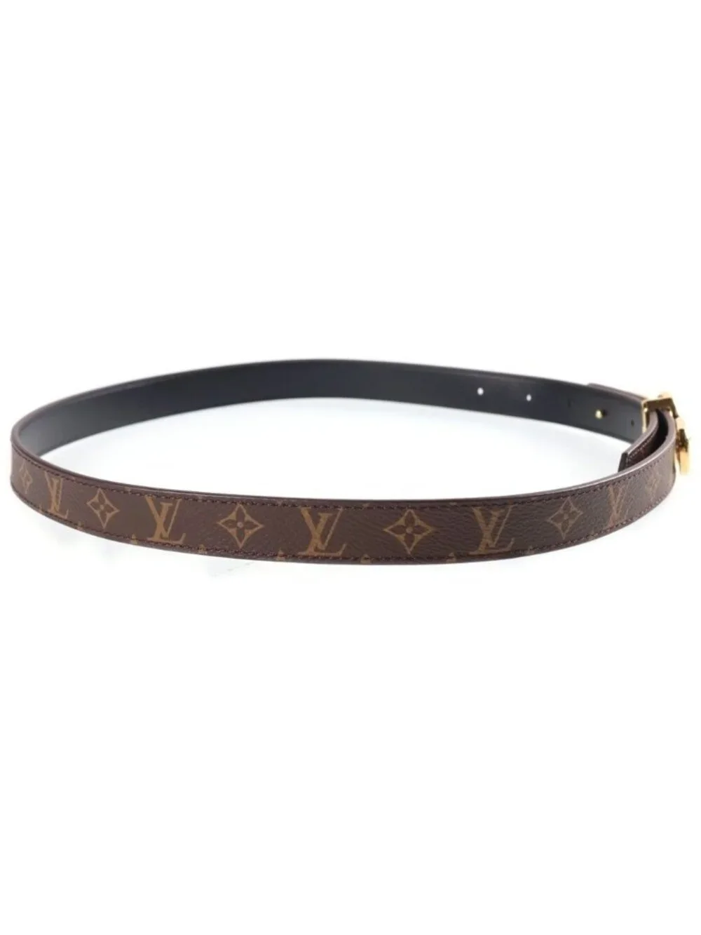 Louis Vuitton Belt LV Circle Prime 20 Reversible Leather Brown Black 75/30 Gold